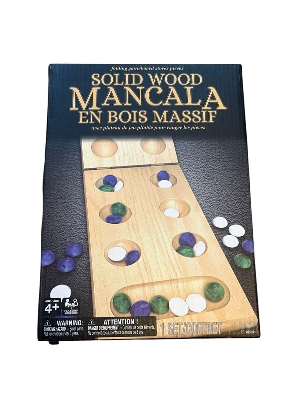 Solid Wood Mancala Game by SpinMaster Games Foldable Multi Colored Stones